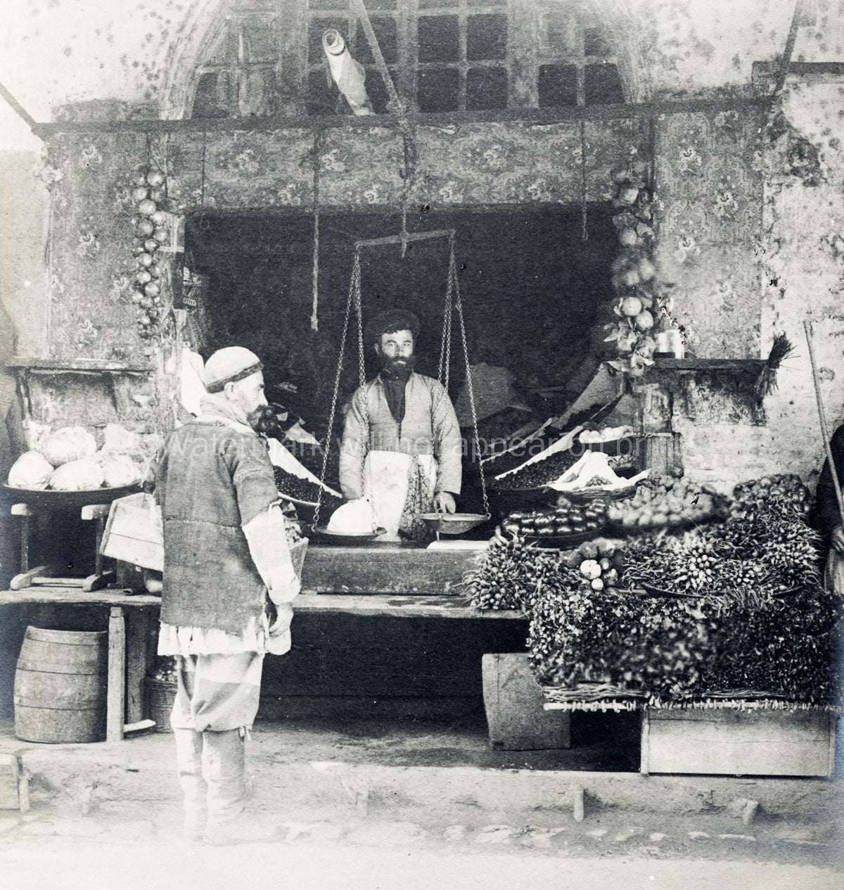 Caucasus Georgia Tiflis Vegetable Shop Market Vendor Chaldean Vtg. Photo 19thC.