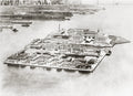 Ellis Island New York Aerial View Harbor Ships Immigration Vtg. Photo 20thC.