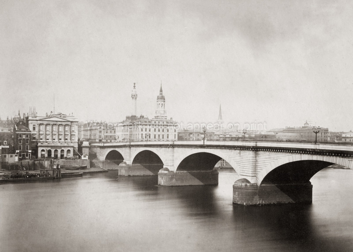 London UK River Thames Bridge Cityscape Architecture Vtg. Photo 19thC.