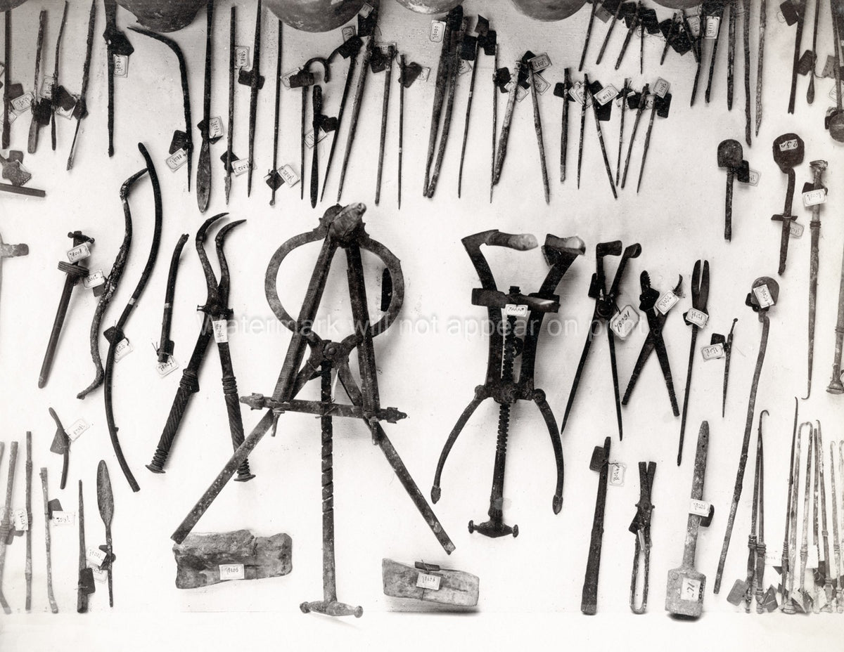Pompeii Italy Surgical Instruments Ancient Roman Medical Tools Vtg. Photo 19thC.