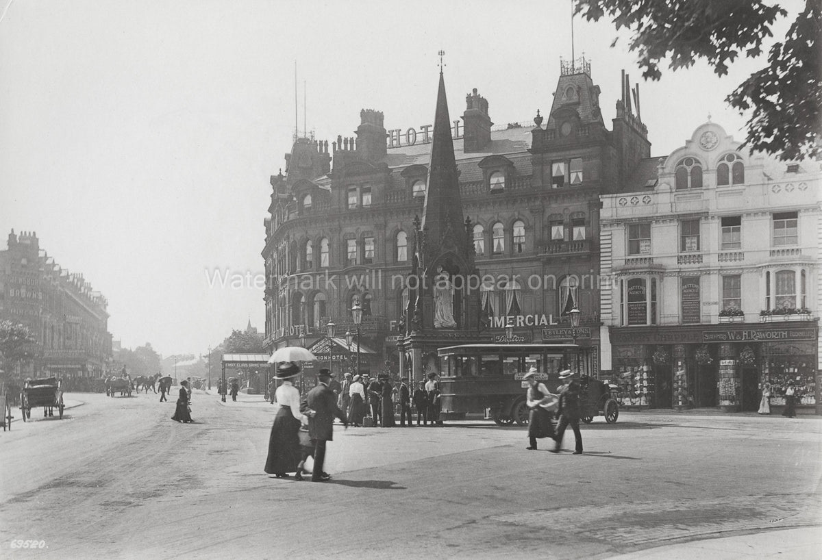 Harrogate Station Square Hotel Raworth Street Scene Vtg. Photo 19thC.