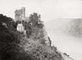 Rheinstein Castle River Rhine Germany Fortress Cliff Landscape Vtg. Photo 19thC.