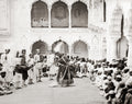 Nautch Girl Dancer India Palace Courtyard Audience Musicians Vtg. Photo 19thC.