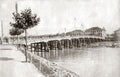 Shanghai China Wooden Trestle Bridge River Waterfront Vtg. Photo 19thC.