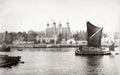 Tower London England River Thames Sailboat Barge Castle Vtg. Photo 19thC.