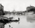 Rome Tiber River Fishermen Castel Sant'Angelo St. Peter's Vtg. Photo 19thC.