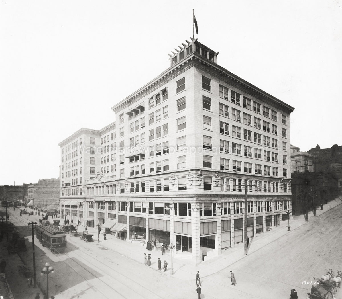Seattle Washington Street Scene Trolley Regrade Cityscape Vtg. Photo 20thC.