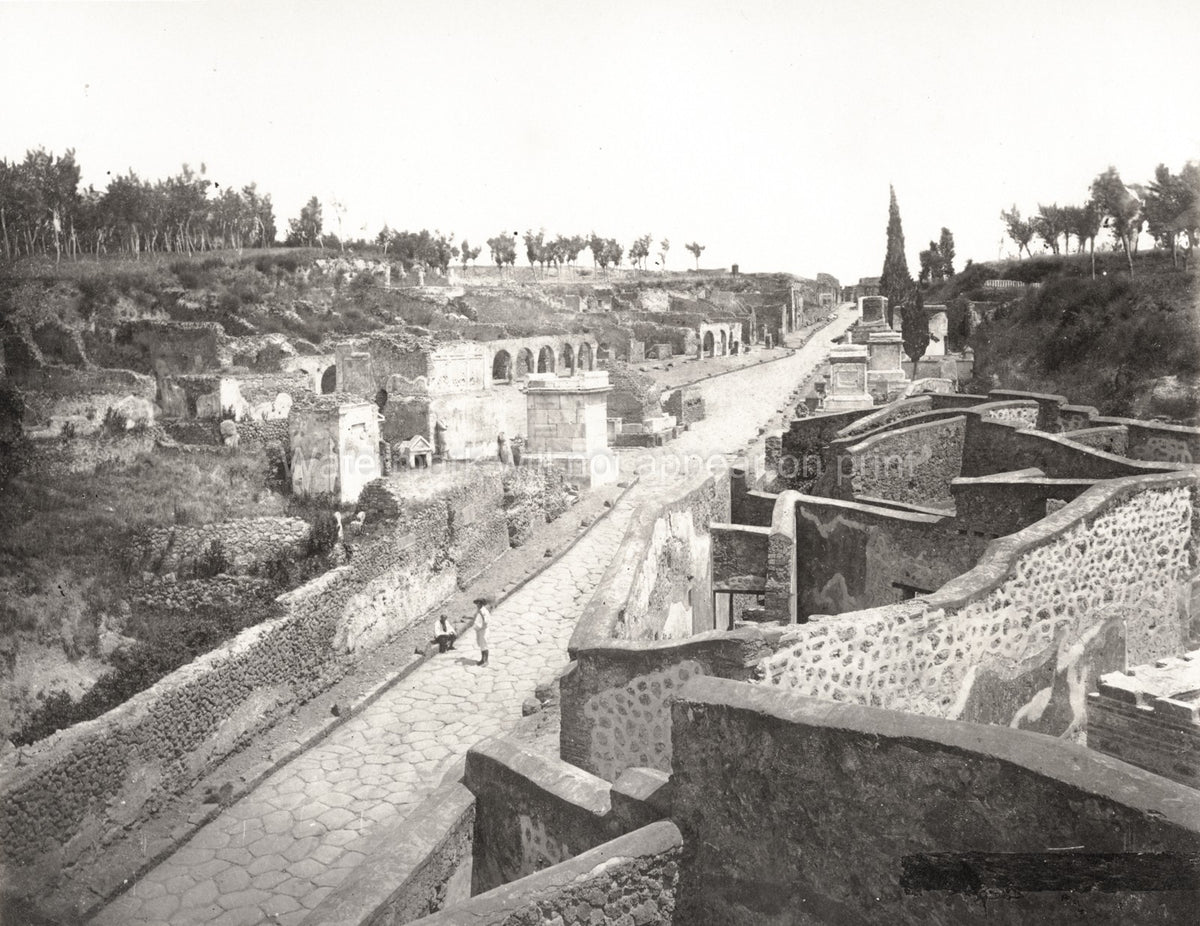 Pompeii Italy Street Tombs Ancient Roman Ruins Necropolis Vtg. Photo 19thC.