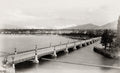Pont Du Mont Blanc Geneva Switzerland Lake Alps Mountains Vtg. Photo 19thC.