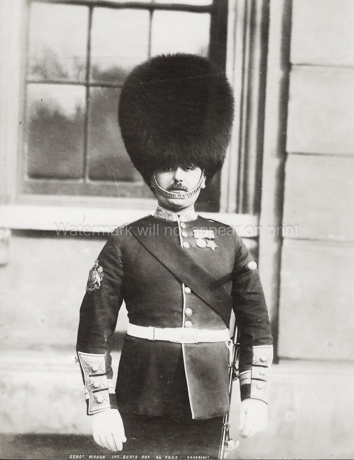 Sergeant Major 1st Scots Guards British Army Soldier Uniform Vtg. Photo 19thC.