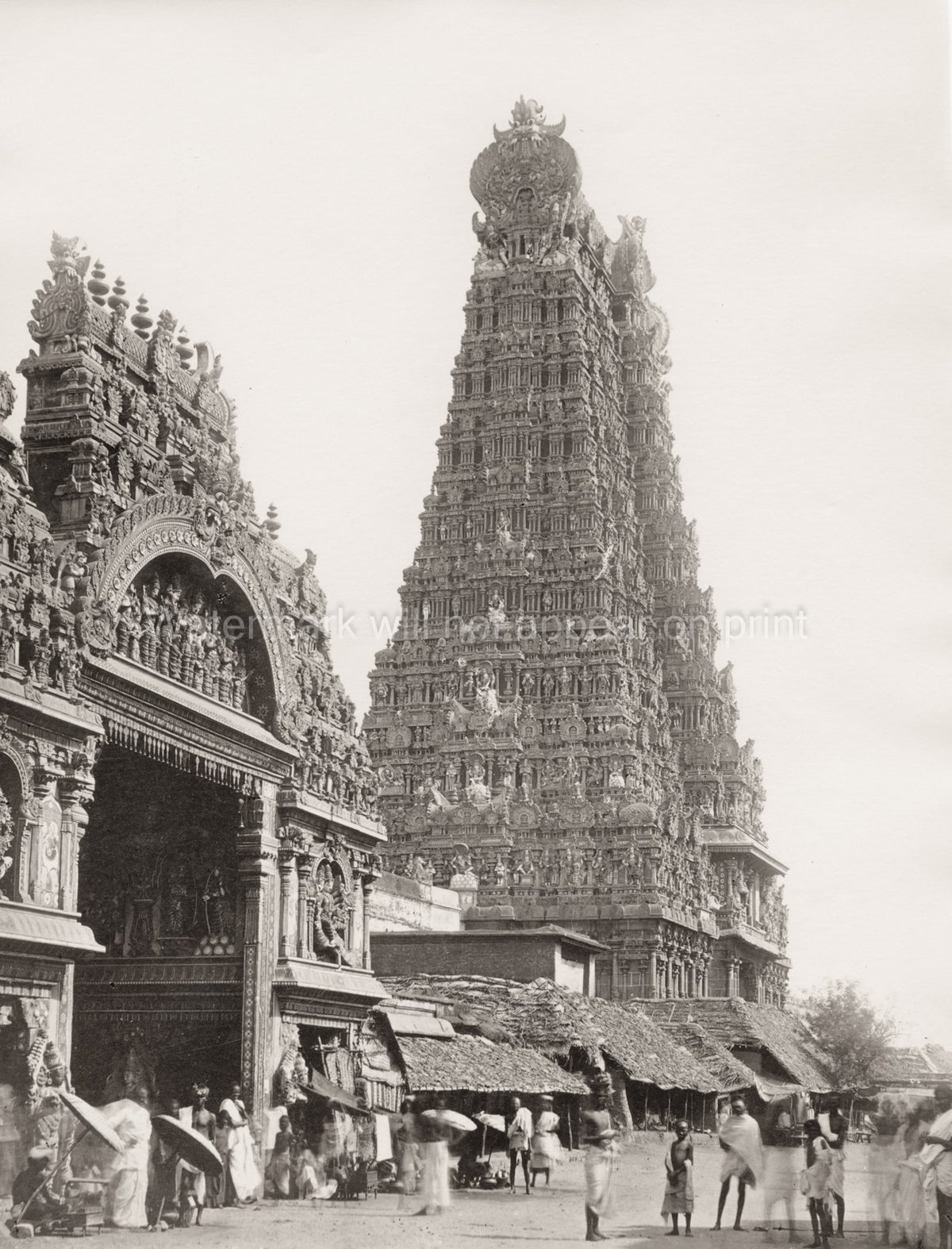 Tiruchirappalli India Temple Gopuram Tower Architecture Street Vtg. Photo 19thC.