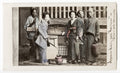 Japanese Lady Norimon Sedan Chair Attendants Kimono Lantern Vtg. Photo 19thC.