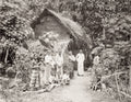 Indigenous Family Thatched Hut Home Ceylon Sri Lanka Vtg. Photo 19thC.