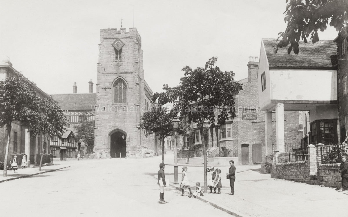 Westgate Warwick Warwickshire Church Tower Gatehouse Street Vtg. Photo 19thC.