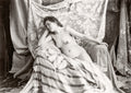 French Studio Nude Woman Reclining Portrait Artistic Drapery Vtg. Photo 20thC.