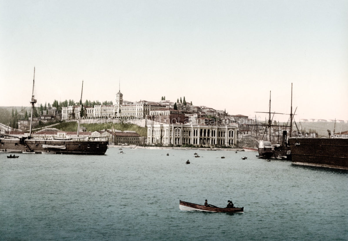 Turkey Istanbul Bosphorus Ships Boats Dolmabahe Palace Vtg. Photo 19thC.
