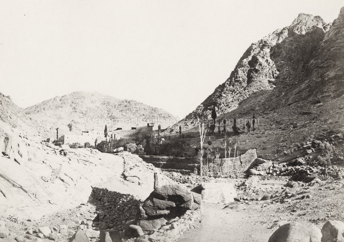 St Catherine's Monastery Sinai Egypt Mountains Valley Vtg. Photo 19thC.