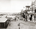 Collyer Quay Singapore Waterfront Harbor Rickshaws Street Vtg. Photo 19thC.