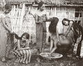 South East Asia Philippines Girls Women Hair Washing Daily Vtg. Photo 19thC.