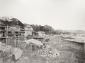 Yokohama Negishi Mississippi Bay Fishing Village Boats Huts Vtg. Photo 19thC.