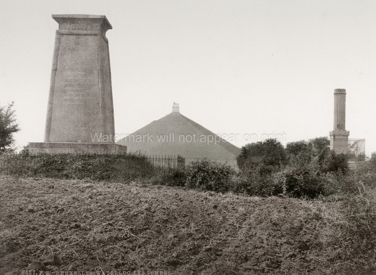Battle Waterloo Belgium Monuments Lion's Mound Battlefield Vtg. Photo 19thC.