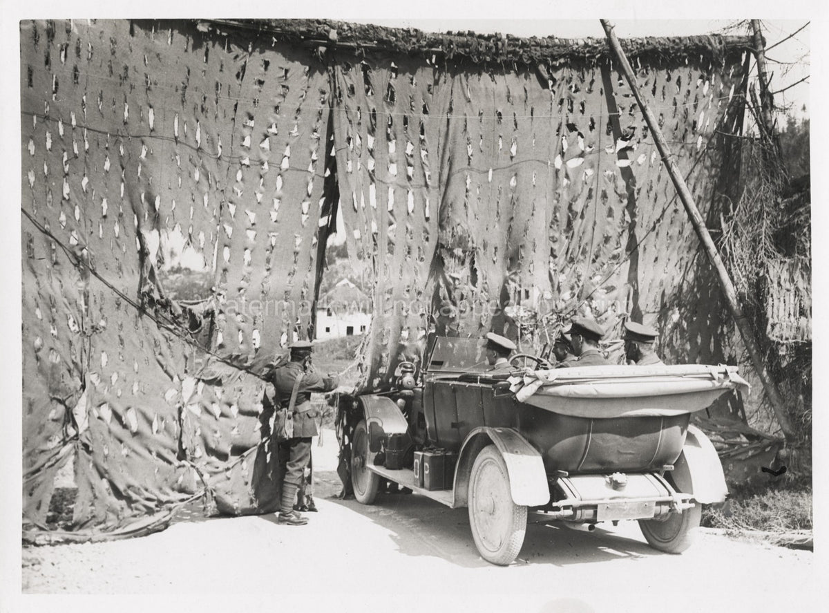 WW1 Army Car Camouflage Netting Soldiers Military Vtg. Photo