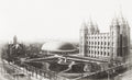 Salt Lake City Temple Square Mormon Tabernacle LDS Vtg. Photo 19thC.