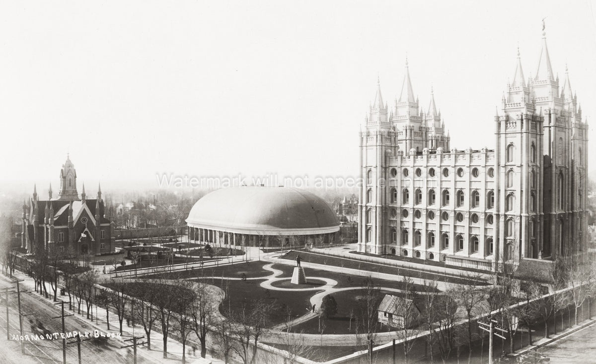 Salt Lake City Temple Square Mormon Tabernacle LDS Vtg. Photo 19thC.
