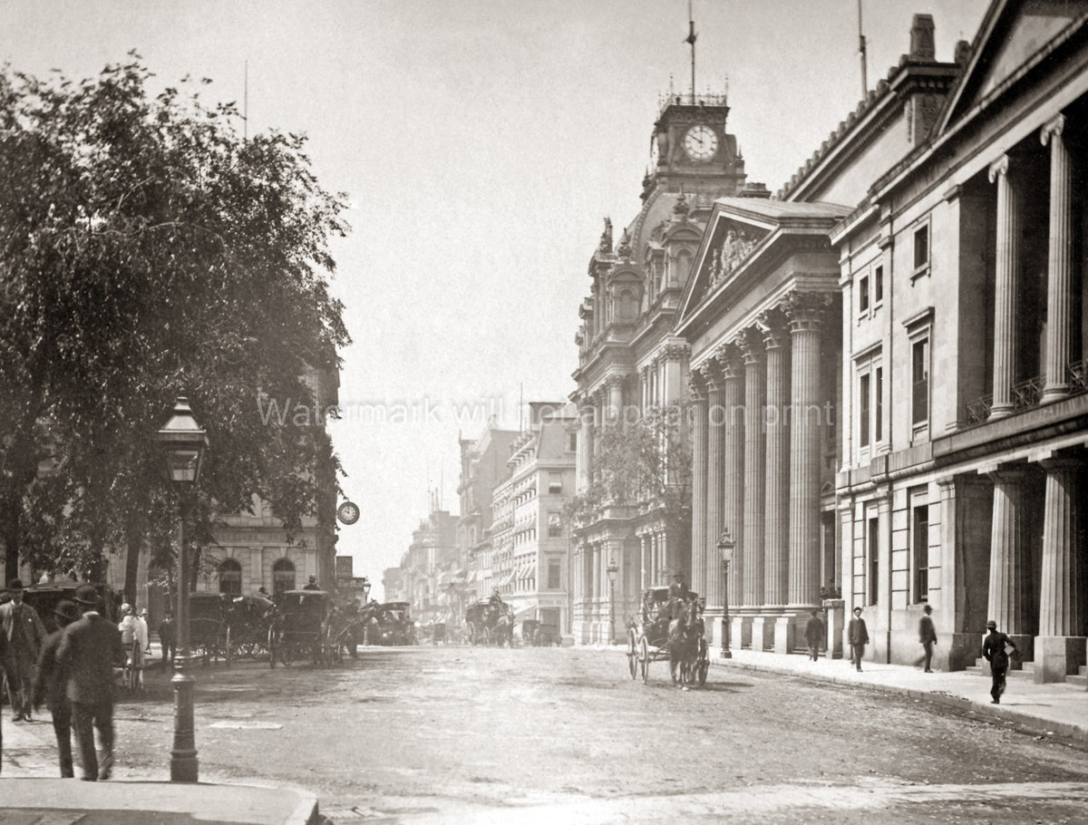 St James Street Montreal Canada Architecture Horse Carriage Vtg. Photo 19thC.