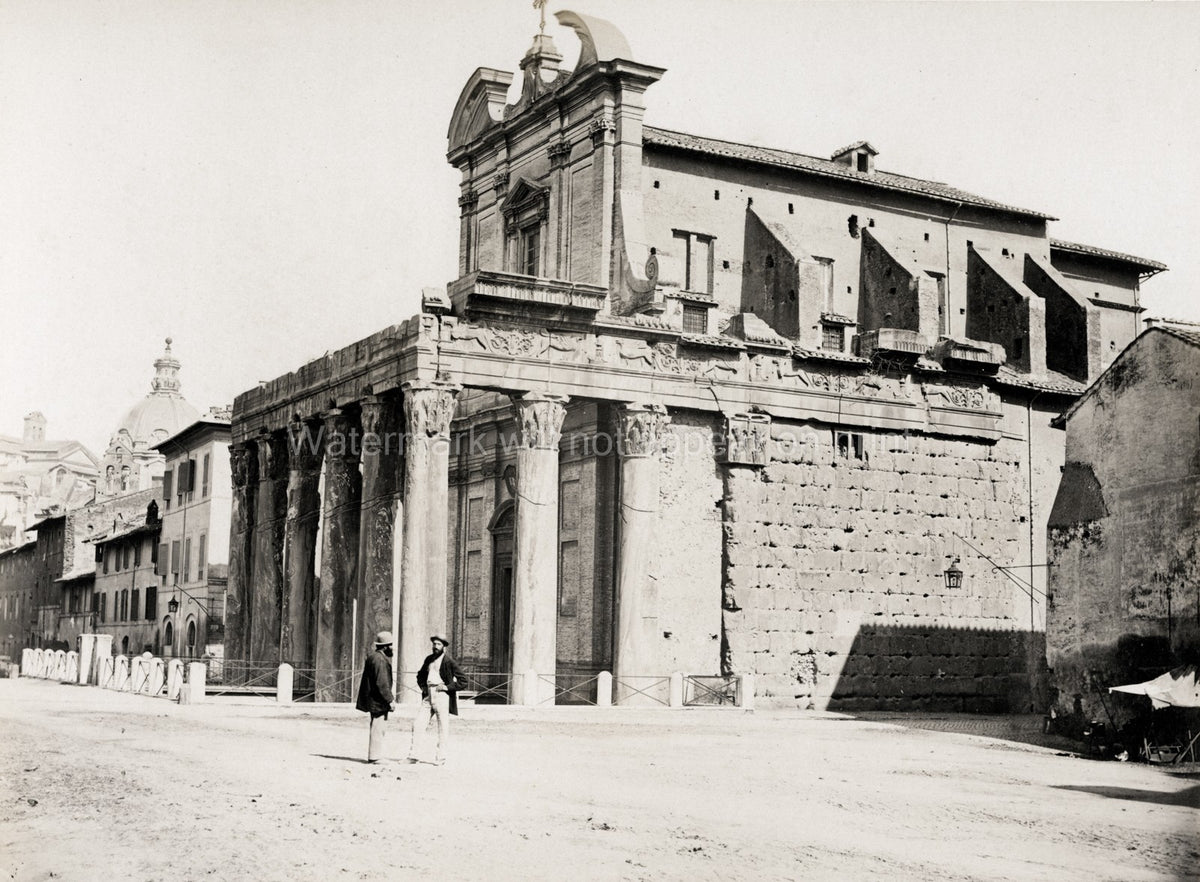 Rome Temple Antoninus Faustina Ancient Ruins Columns Vtg. Photo 19thC.