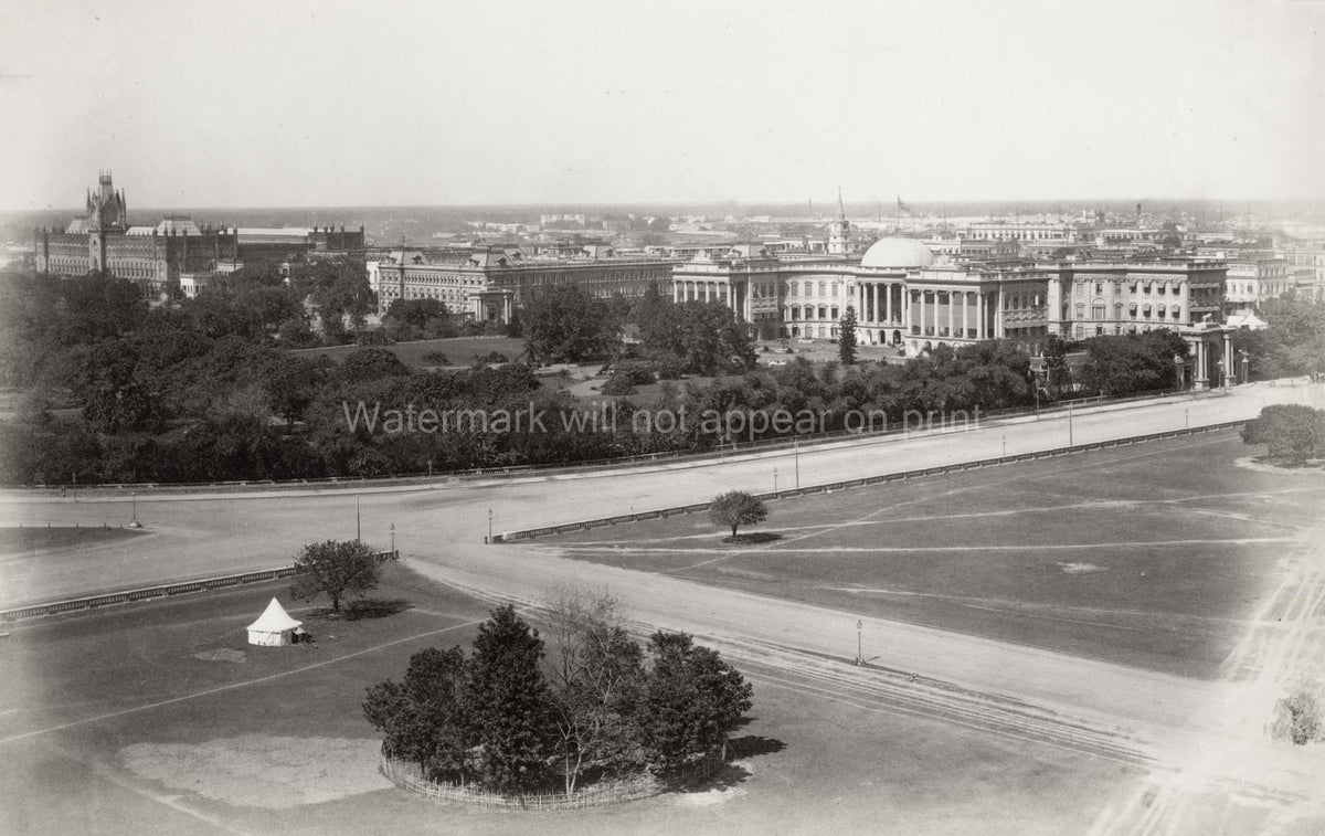Calcutta Kolkata Maidan Government House Cityscape Vtg. Photo 19thC.