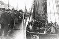 Ostend Belgium Refugees Leaving Trawler Boat Harbor WW1 Vtg. Photo