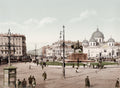 St Petersburg Znamenski Square Equestrian Statue Trams Vtg. Photo 19thC.