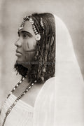 Egyptian Woman Scarification Braids Jewelry Headdress Egypt Vtg. Photo 19thC.