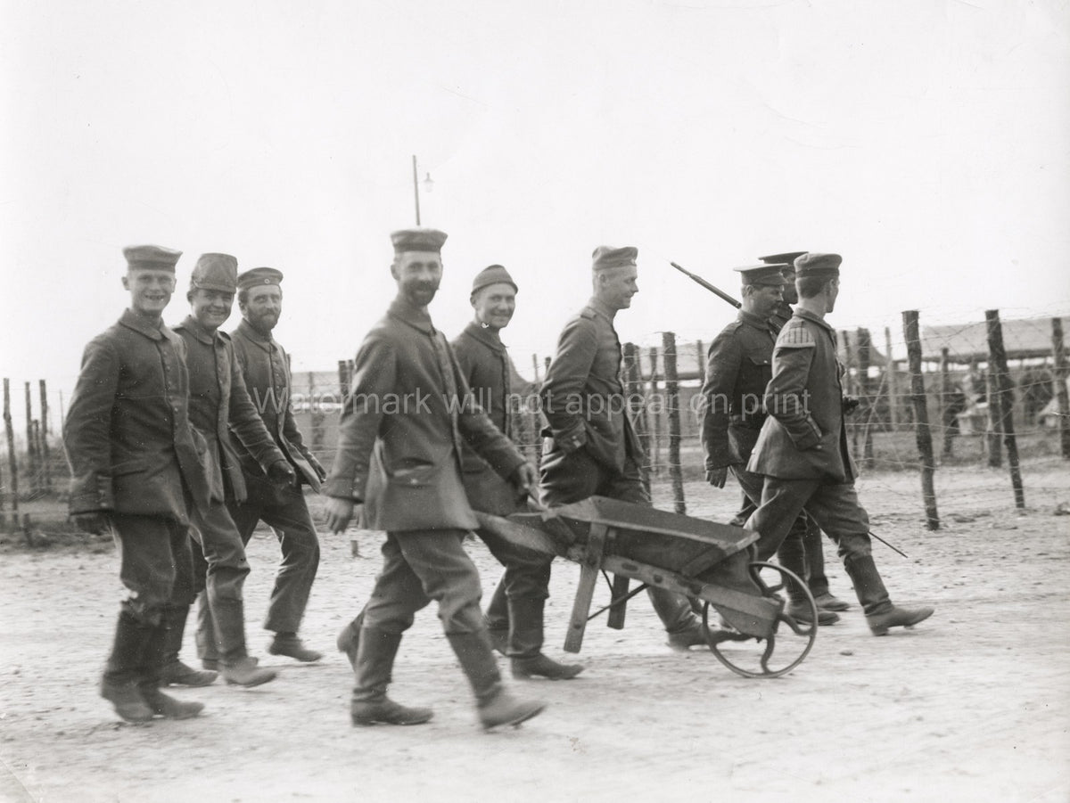 WW1 German Prisoners Fatigue Duty Marching Camp Vtg. Photo