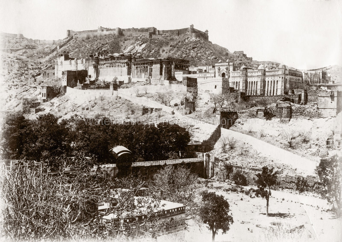 India Amber Palace Old City Fortification Hillside Vtg. Photo 19thC.