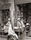 Cairo Egypt Curio Store Merchants Beads Jewelry Market Scene Vtg. Photo 19thC.