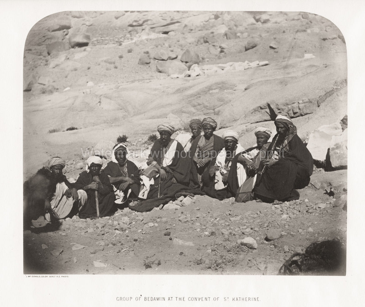 Sinai Bedouin Men Group St Katherine Convent Desert Vtg. Photo 19thC.