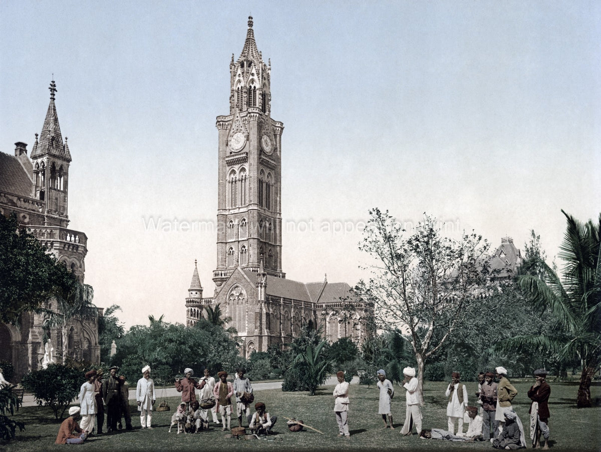 Bombay University Garden India Rajabai Clock Tower Gothic Vtg. Photo 19thC.