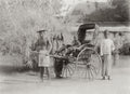 Singapore Child In Rickshaw Jinrikisha Family Puller Servant Vtg. Photo 19thC.