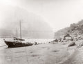 China Yangtze River Gorge Boats Mountains Scenery Riverbank Vtg. Photo 19thC.