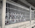 Japan Prostitutes Geisha Kimono Women Wooden Cage Lattice Vtg. Photo 19thC.