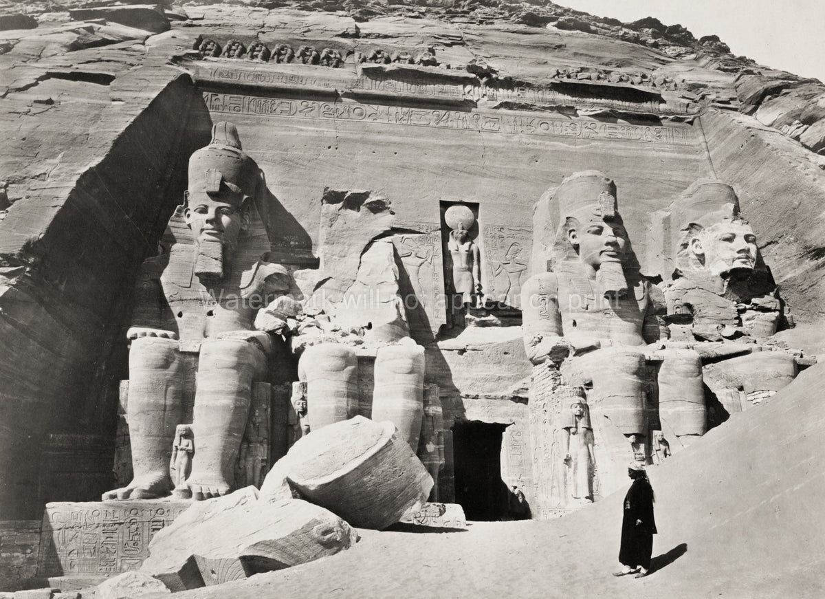 Great Temple Abu Simbel Egypt Rock Cut Statues Pharaoh Vtg. Photo 19thC.