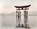 Itsukushima Shrine Torii Gate Miyajima Japan Water Reflection Vtg. Photo 19thC.