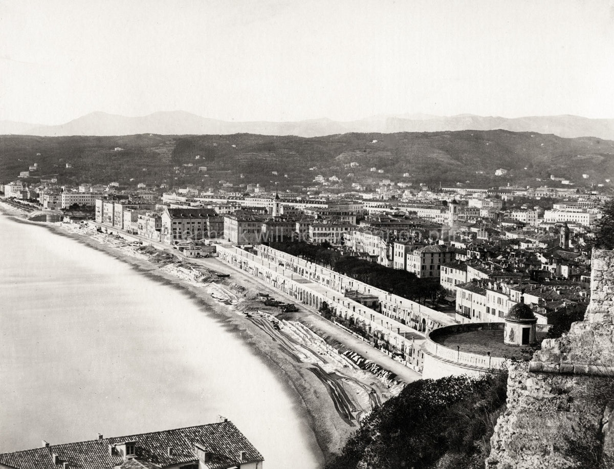 City Nice Promenade Des Anglais Waterfront View Seaside Vtg. Photo 19thC.