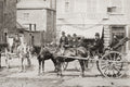 Montreal Canada Caleches Horse Carriages Street Scene Men Vtg. Photo 19thC.