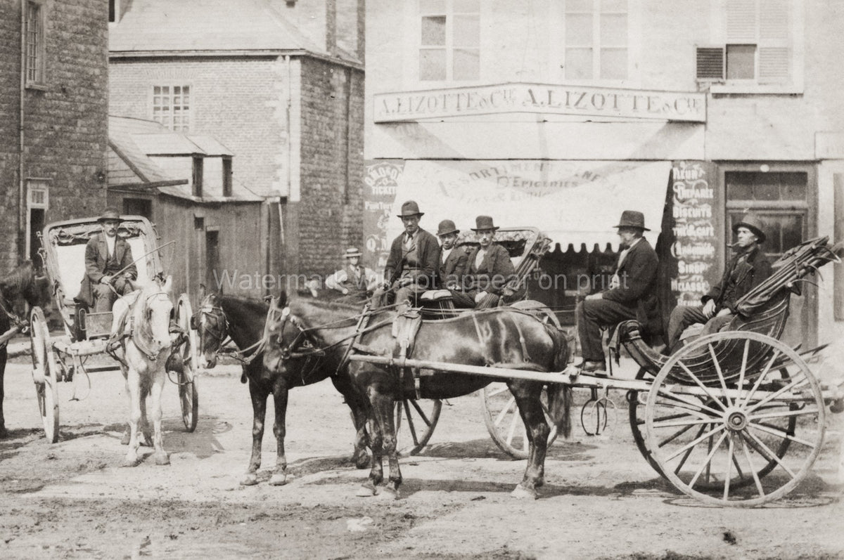 Montreal Canada Caleches Horse Carriages Street Scene Men Vtg. Photo 19thC.