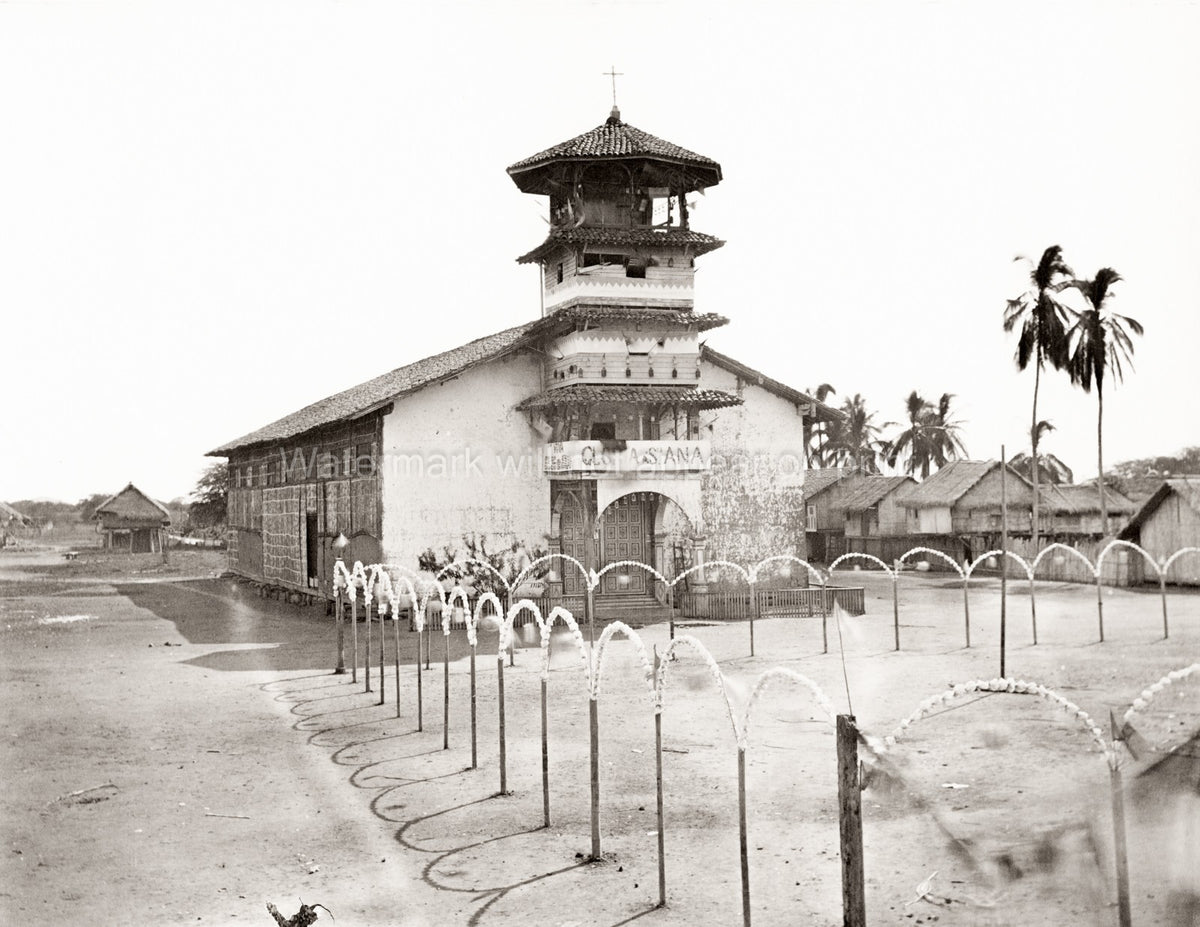 Vinces Ecuador Santa Ana Church Festival Decorations Pagoda Vtg. Photo 19thC.