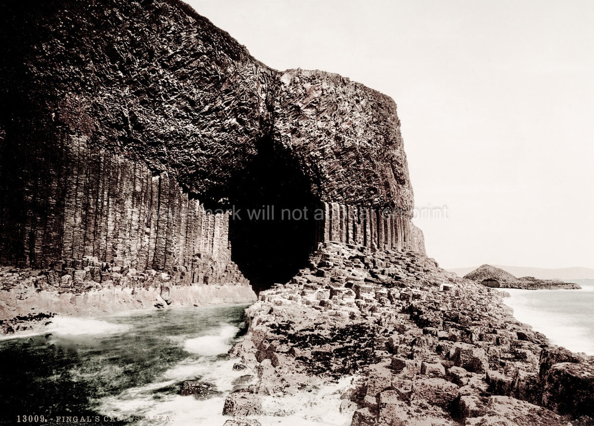 Fingal's Cave Staffa Scotland Sea Basalt Columns Rock Vtg. Photo 19thC.