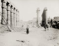 Luxor Egypt Temple Ruins Ancient Columns Colonnade Archaeology Vtg. Photo 19thC.